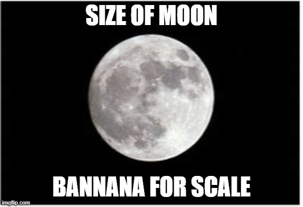 Moon size | SIZE OF MOON; BANNANA FOR SCALE | image tagged in funny memes | made w/ Imgflip meme maker