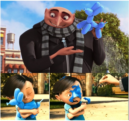 gru pops balloon on Make a GIF