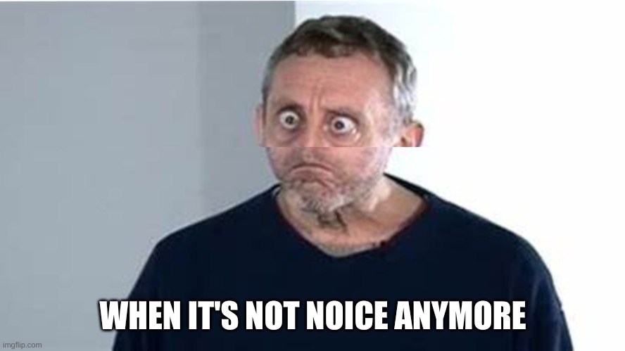 When It's Not Noice Anymore | WHEN IT'S NOT NOICE ANYMORE | image tagged in nice michael rosen | made w/ Imgflip meme maker