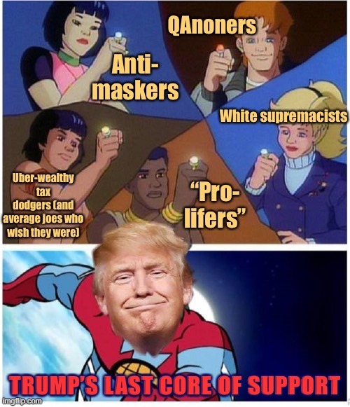 Who the hell still supports Trump? Great question! | image tagged in qanon,election 2020,2020 elections,trump supporters,white supremacists,trump is a moron | made w/ Imgflip meme maker