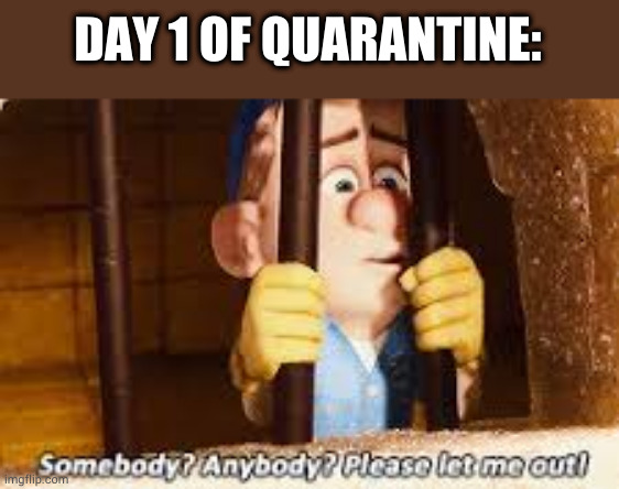 Covid19 Let me out! | DAY 1 OF QUARANTINE: | image tagged in covid-19,let me out,quarantine | made w/ Imgflip meme maker
