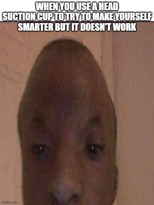 when you try your best but you don't succeed | WHEN YOU USE A HEAD SUCTION CUP TO TRY TO MAKE YOURSELF SMARTER BUT IT DOESN'T WORK | image tagged in funny,memes | made w/ Imgflip meme maker
