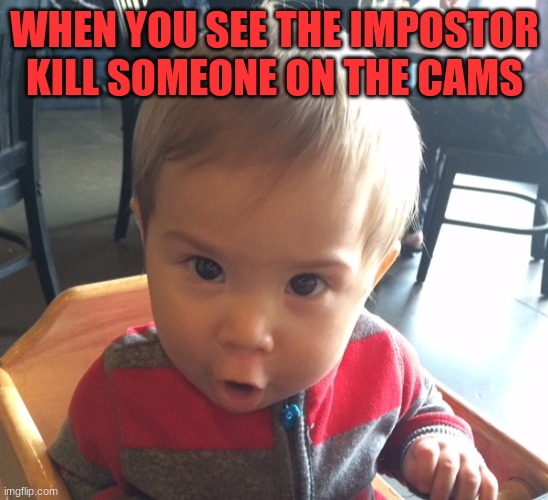No way? | WHEN YOU SEE THE IMPOSTOR KILL SOMEONE ON THE CAMS | image tagged in no way | made w/ Imgflip meme maker