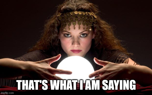 Psychic with Crystal Ball | THAT'S WHAT I AM SAYING | image tagged in psychic with crystal ball | made w/ Imgflip meme maker