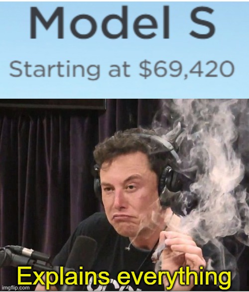 I was on tesla.com and I saw this | Explains everything | image tagged in elon musk smoking a joint | made w/ Imgflip meme maker