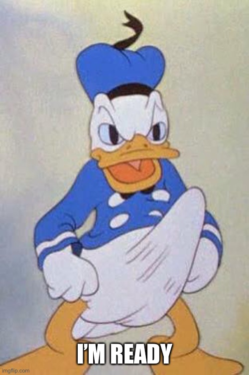 Horny Donald Duck | I’M READY | image tagged in horny donald duck | made w/ Imgflip meme maker