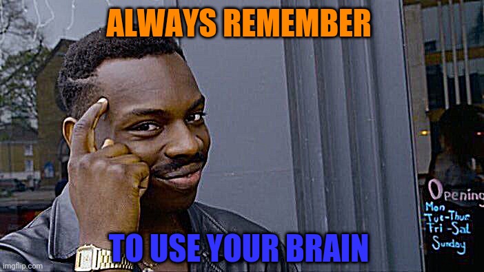 Roll Safe Think About It | ALWAYS REMEMBER; TO USE YOUR BRAIN | image tagged in memes,roll safe think about it | made w/ Imgflip meme maker