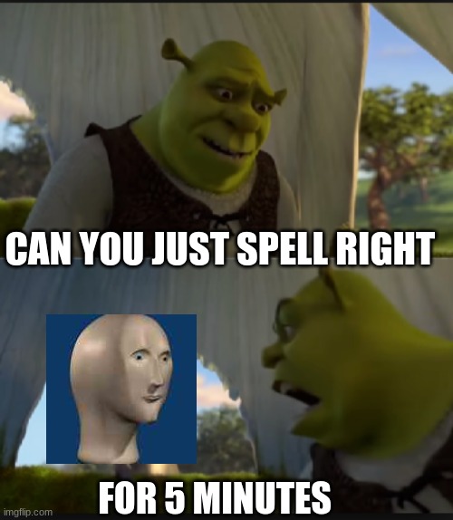 can you stop  talking | CAN YOU JUST SPELL RIGHT; FOR 5 MINUTES | image tagged in can you stop talking | made w/ Imgflip meme maker