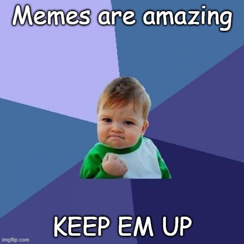 Success Kid | Memes are amazing; KEEP EM UP | image tagged in memes,success kid | made w/ Imgflip meme maker