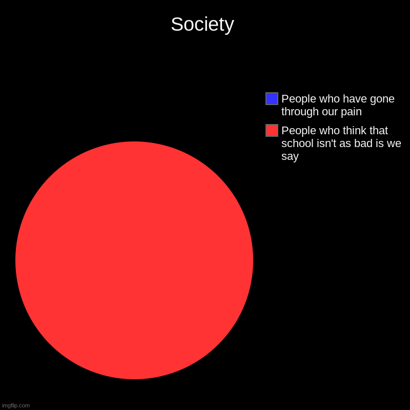 Yes. | Society | People who think that school isn't as bad is we say, People who have gone through our pain | image tagged in charts,pie charts | made w/ Imgflip chart maker