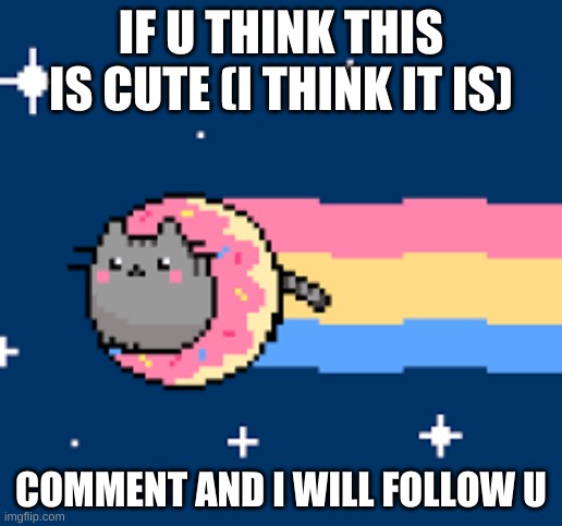 cUtE!!!!!!! | IF U THINK THIS IS CUTE (I THINK IT IS); COMMENT AND I WILL FOLLOW U | image tagged in cute,pusheen | made w/ Imgflip meme maker