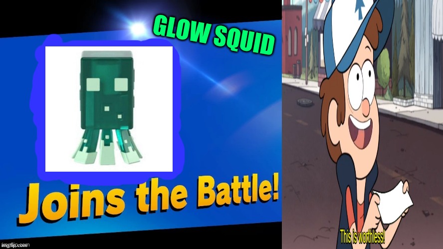 e | GLOW SQUID | image tagged in blank joins the battle | made w/ Imgflip meme maker