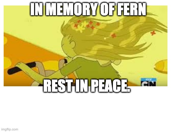 Fern deserved so much better... | IN MEMORY OF FERN; REST IN PEACE. | image tagged in adventure time,sad,rip | made w/ Imgflip meme maker