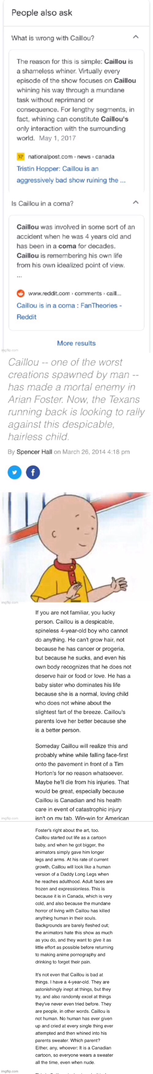 What happens when you search “why does Caillou have no hair” - Imgflip