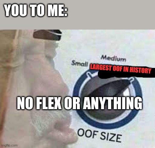 YOU TO ME: LARGEST OOF IN HISTORY NO FLEX OR ANYTHING | made w/ Imgflip meme maker