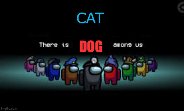 This was prbly made before but like. There’s a chance no | CAT; DOG | image tagged in there is 1 imposter among us,cats | made w/ Imgflip meme maker