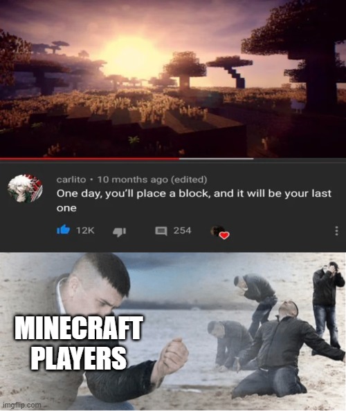 The final block | MINECRAFT PLAYERS | image tagged in english teacher why,memes,funny,minecraft,block,last | made w/ Imgflip meme maker