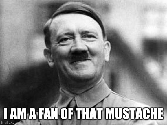 adolf hitler | I AM A FAN OF THAT MUSTACHE | image tagged in adolf hitler | made w/ Imgflip meme maker