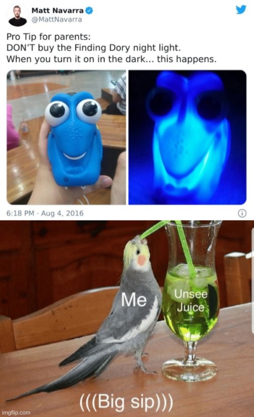 Devilish Dory | image tagged in unsee juice,funny,memes,funny memes,finding nemo,light | made w/ Imgflip meme maker