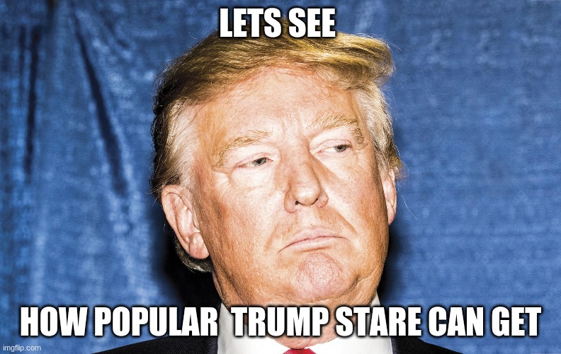 LETS SEE; HOW POPULAR  TRUMP STARE CAN GET | image tagged in trump,lets see how popular this can get | made w/ Imgflip meme maker