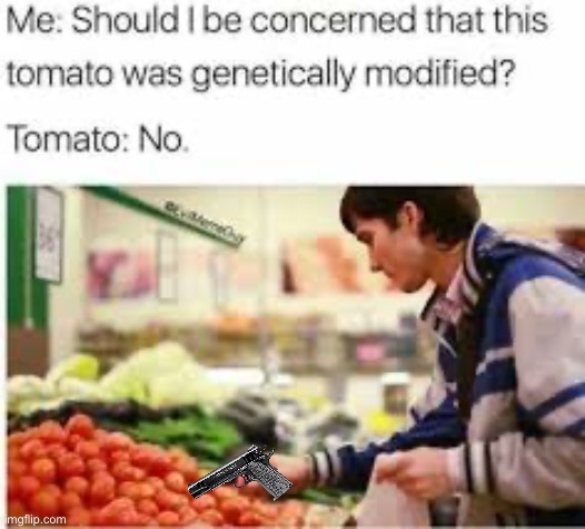 Whole Foods be like | image tagged in tomato,funny,memes,gun | made w/ Imgflip meme maker