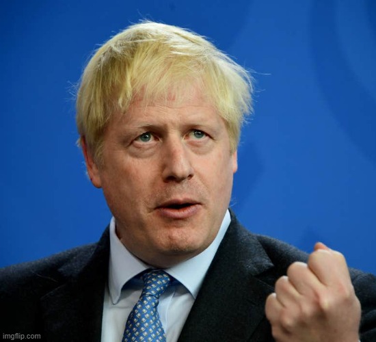 Boris Johnson in strident pose | image tagged in boris johnson,podium,tory,uxbridge,south ruislip,prime minister | made w/ Imgflip meme maker