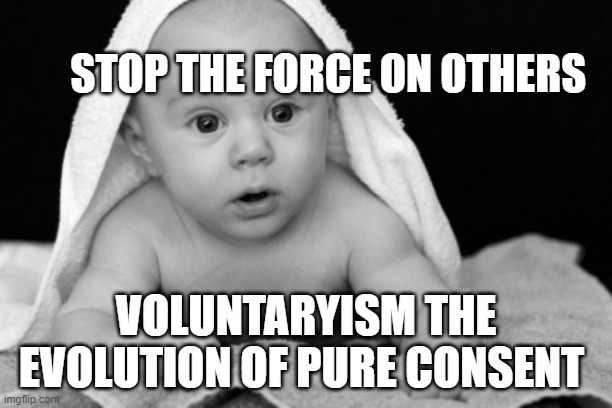 Abortion, baby, love, parents, antinatalism, Natalism | STOP THE FORCE ON OTHERS; VOLUNTARYISM THE EVOLUTION OF PURE CONSENT | image tagged in abortion baby love parents antinatalism natalism | made w/ Imgflip meme maker