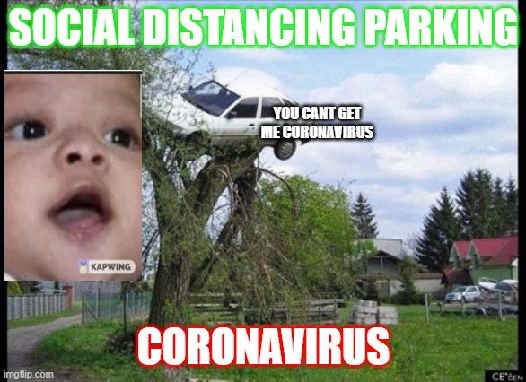the newest meme of 2020 | SOCIAL DISTANCING PARKING; YOU CANT GET ME CORONAVIRUS; CORONAVIRUS | image tagged in memes,secure parking | made w/ Imgflip meme maker
