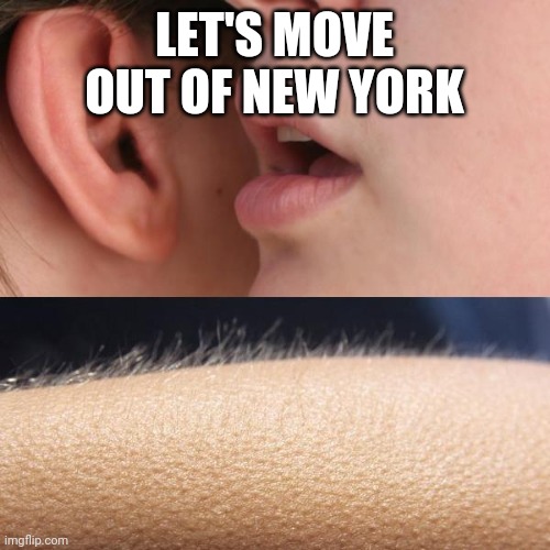 Whisper and Goosebumps | LET'S MOVE OUT OF NEW YORK | image tagged in whisper in ear goosebumps | made w/ Imgflip meme maker