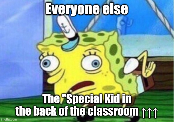 Mocking Spongebob Meme | Everyone else; The "Special Kid in the back of the classroom ↑↑↑ | image tagged in memes,mocking spongebob,gifs,nsfw,funny,edgy | made w/ Imgflip meme maker