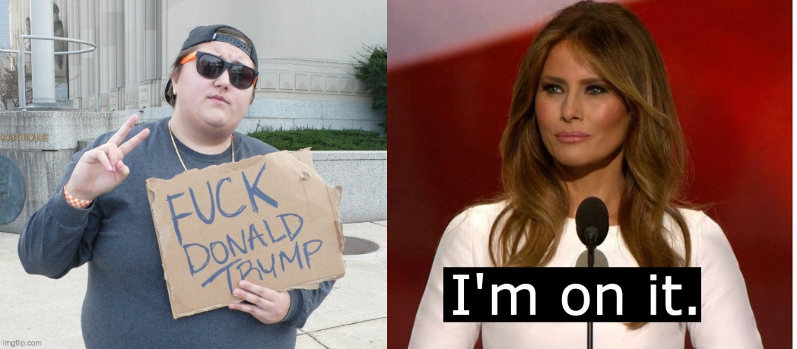 She's taking care of it. | image tagged in donald trump,melania trump,funny | made w/ Imgflip meme maker