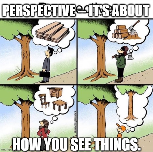 Inspiration | PERSPECTIVE -- IT'S ABOUT; HOW YOU SEE THINGS. | image tagged in inspiration | made w/ Imgflip meme maker