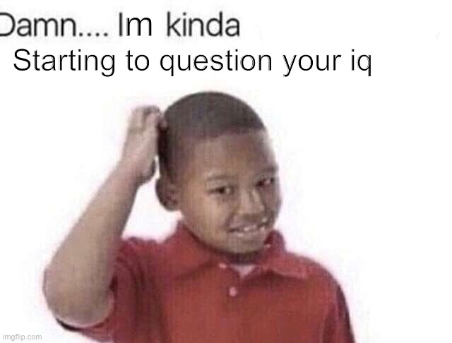 damn i kinda dont care | m Starting to question your iq | image tagged in damn i kinda dont care | made w/ Imgflip meme maker