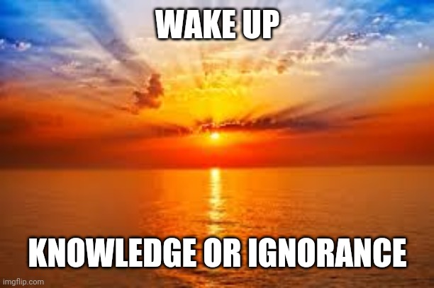Wake up | WAKE UP; KNOWLEDGE OR IGNORANCE | image tagged in the great awakening | made w/ Imgflip meme maker