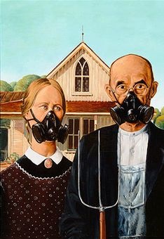 American Gothic Parody Masks Vote Now Sign Blank Meme Template