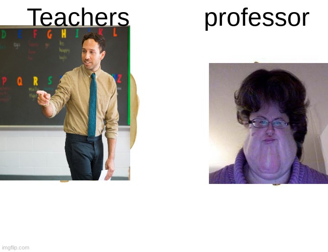 true | Teachers; professor | image tagged in memes,buff doge vs cheems | made w/ Imgflip meme maker