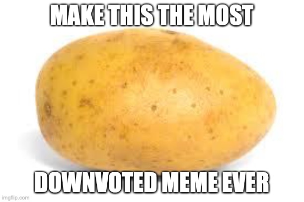 Potato | MAKE THIS THE MOST; DOWNVOTED MEME EVER | image tagged in potato | made w/ Imgflip meme maker