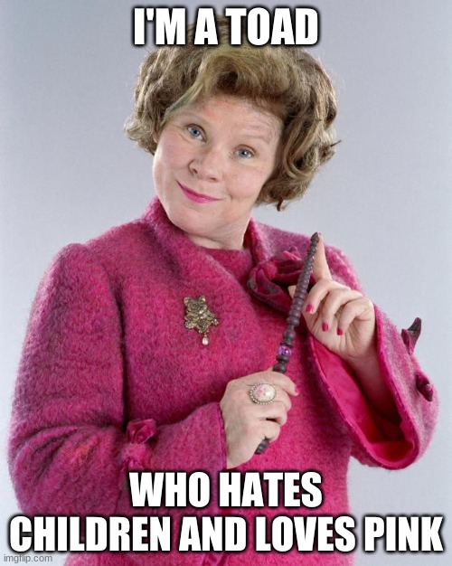 Umbridge NSFW |  I'M A TOAD; WHO HATES CHILDREN AND LOVES PINK | image tagged in dolores umbridge | made w/ Imgflip meme maker