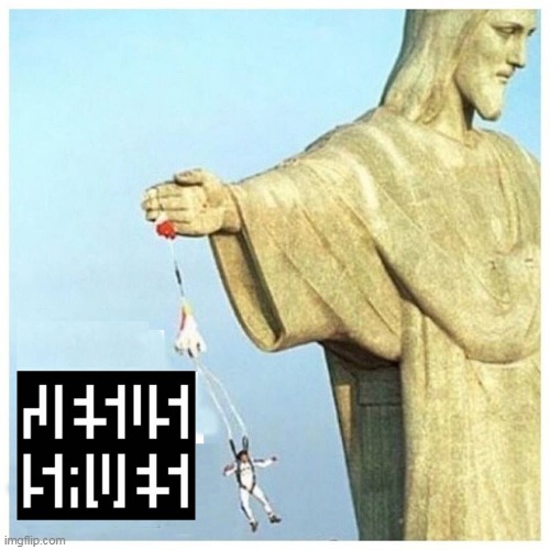Jesus Saves | image tagged in jesus saves,statue | made w/ Imgflip meme maker