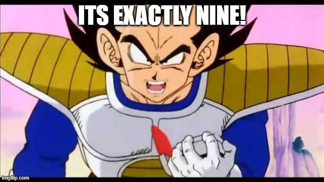Over Nine Thousand | ITS EXACTLY NINE! | image tagged in over nine thousand | made w/ Imgflip meme maker