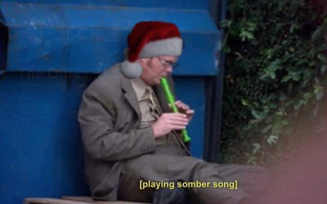 Dwight playing somber song santa hat Blank Meme Template