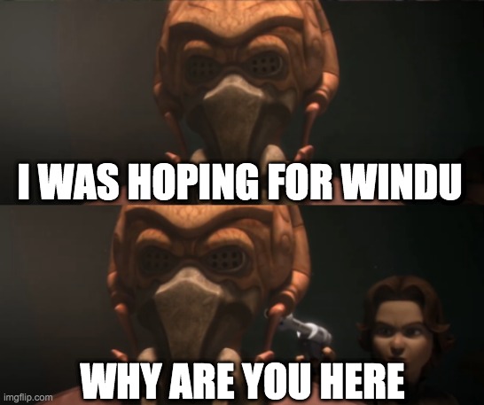 I WAS HOPING FOR WINDU; WHY ARE YOU HERE | image tagged in i was hoping for kennobi,why are you here,clone wars | made w/ Imgflip meme maker