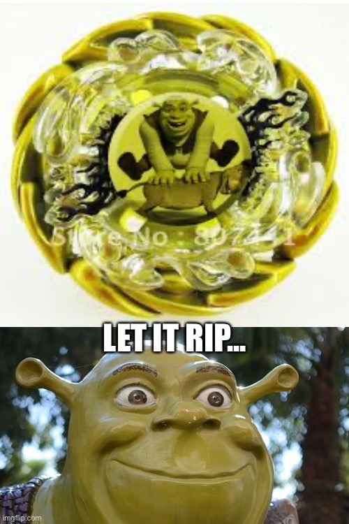 Shrek beyblade :O |  LET IT RIP... | image tagged in hot,fun,funny,funny memes,memes,dank memes | made w/ Imgflip meme maker