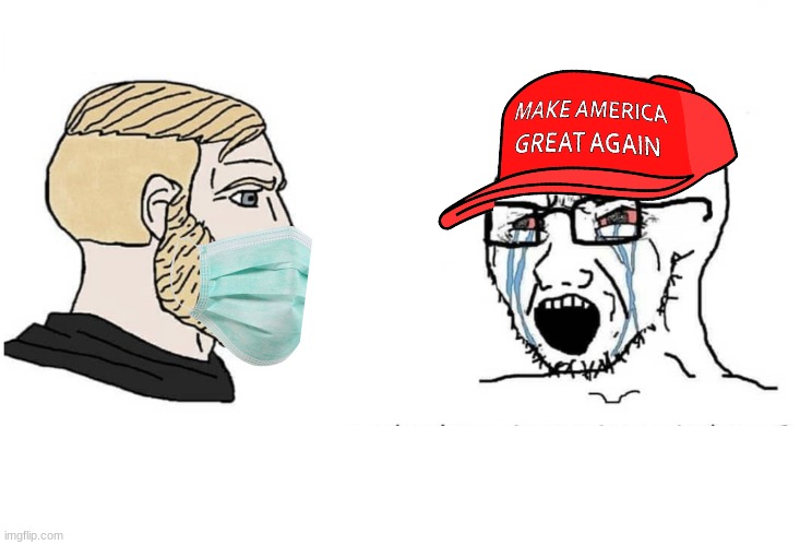 Chad vs anti masker | image tagged in chad vs anti masker | made w/ Imgflip meme maker