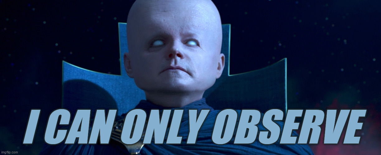 Uatu at the Polls 2020 | I CAN ONLY OBSERVE | image tagged in uatu,the watcher,poll watchers,2020,election,mcu | made w/ Imgflip meme maker