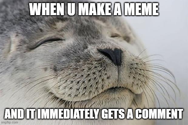 Satisfied Seal | WHEN U MAKE A MEME; AND IT IMMEDIATELY GETS A COMMENT | image tagged in memes,satisfied seal | made w/ Imgflip meme maker