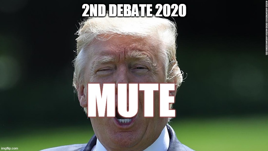 Mute Trump | 2ND DEBATE 2020; MUTE | image tagged in trump shouting muted | made w/ Imgflip meme maker