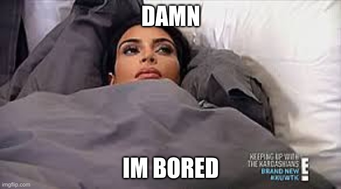 Kim Kardashian in Bed | DAMN; IM BORED | image tagged in kim kardashian in bed | made w/ Imgflip meme maker
