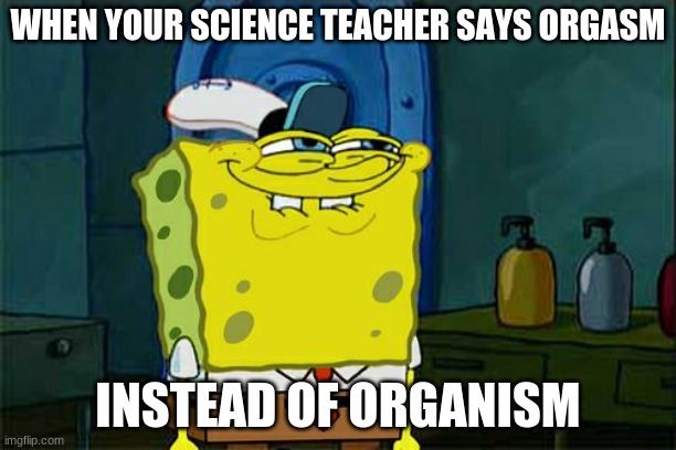 YES | WHEN YOUR SCIENCE TEACHER SAYS ORGASM; INSTEAD OF ORGANISM | image tagged in memes,don't you squidward | made w/ Imgflip meme maker