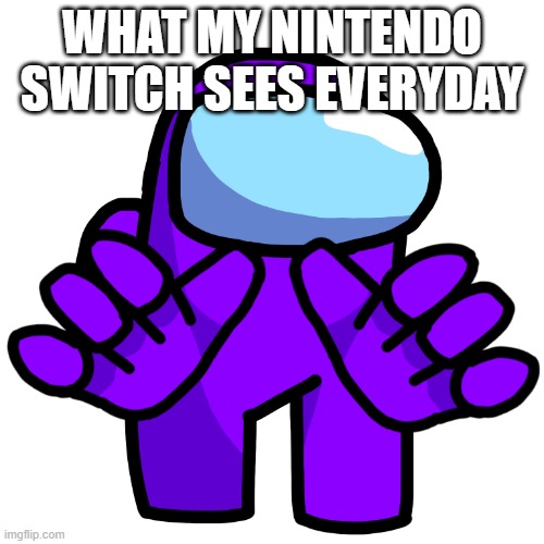 Purple Grabbing (Among Us) | WHAT MY NINTENDO SWITCH SEES EVERYDAY | image tagged in purple grabbing among us | made w/ Imgflip meme maker